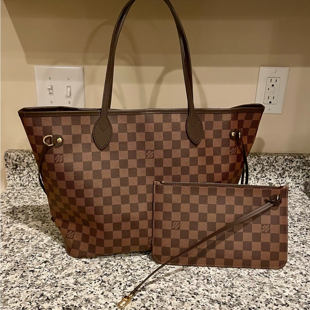 Louis Vuitton Neverfull MM, Damier Ebene with bag, box, receipt, organizer